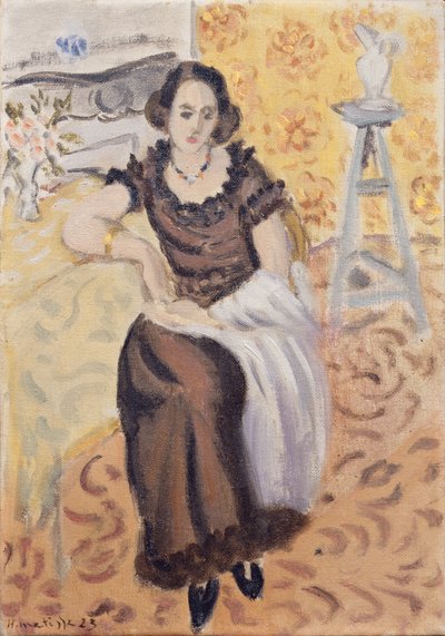 Jong meisje met zwarte tafzijde jurk door Henri Matisse