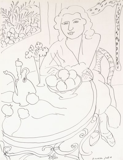 Jonge vrouw aan tafel door Henri Matisse
