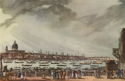 De begrafenisstoet van Lord Nelson over water van Greenwich Hospital naar Whitehall, 9 januari 1806 door Henri Merke
