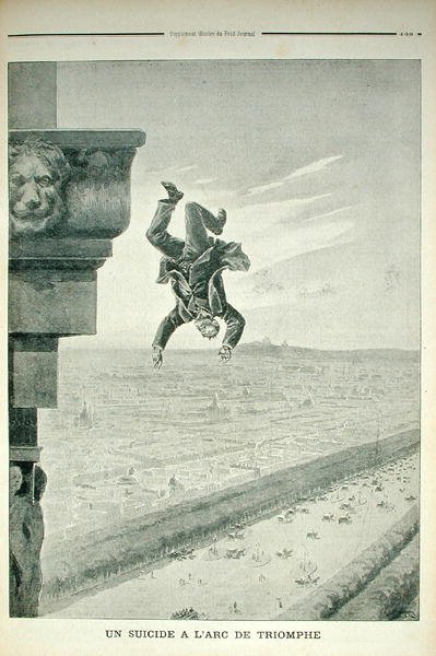 Een zelfmoord bij de Arc de Triomphe, uit Le Petit Journal, 8 mei 1898 door Henri Meyer