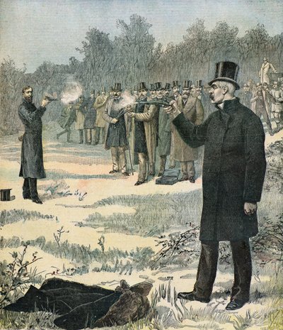Duel tussen Georges Clemenceau en Paul Deroulede door Henri Meyer