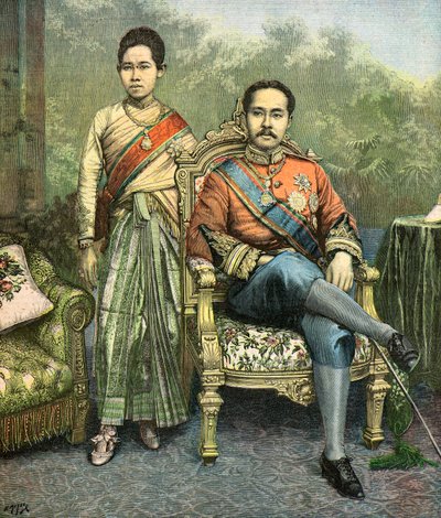 Portret van koning Rama 5 en koningin Savang Vadhana door Henri Meyer