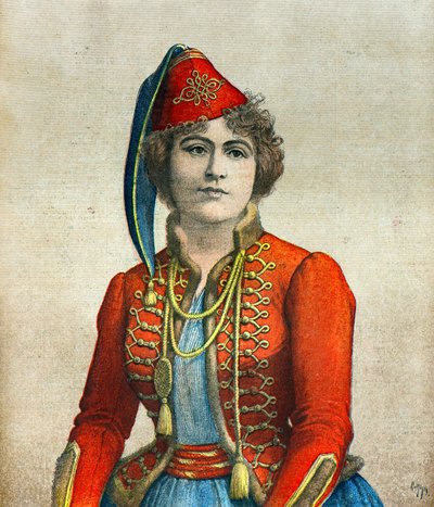 Portret van actrice Marie Delna door Henri Meyer