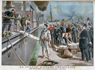 Spaanse gevangenen arriveren in Key-West, Spaans-Amerikaanse Oorlog, 1898 door Henri Meyer