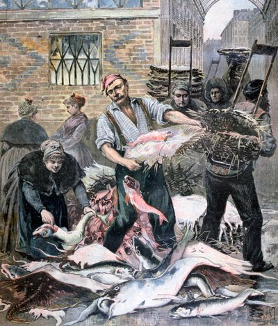 De vismarkt, Parijs door Henri Meyer
