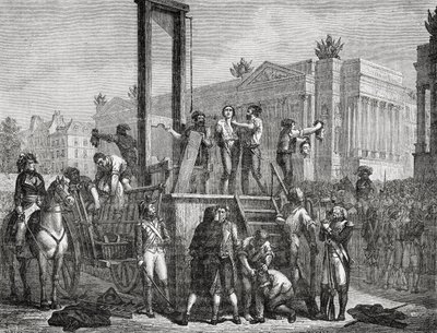 De executie van Robespierre en zijn volgelingen in 1794, gegraveerd door Jonnard door Henri Renaud