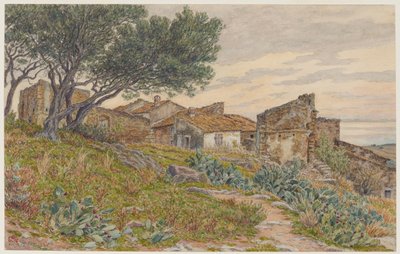 Oude huizen in Bormes door Henri Rivière