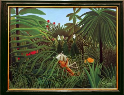 Paard aangevallen door een jaguar door Henri Rousseau