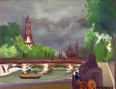 Schets, uitzicht op de Eiffeltoren en het Trocadéro door Henri Rousseau