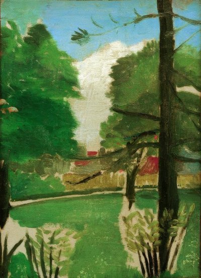 Schets, uitzicht op het Montsouris-park door Henri Rousseau