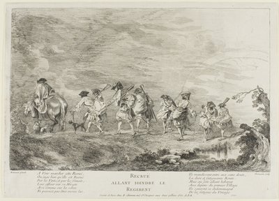 Rekruten die bij het regiment gaan door Henri Simon Thomassin