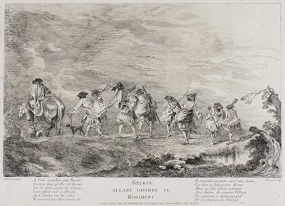 Rekruten Gaan Zich Bij het Regiment Voegen door Henri Simon Thomassin