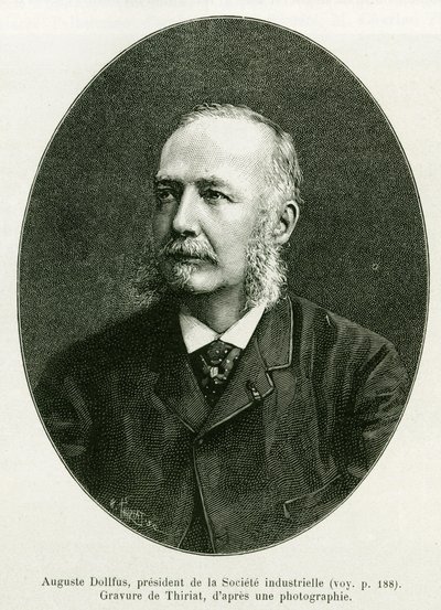 Auguste Dollfus, voorzitter van de industriële onderneming Dollfus Mieg. Gravure door Thiriat ter illustratie van het verhaal 