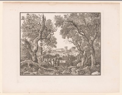 Landschap met een stad op de achtergrond door Henri Thomann