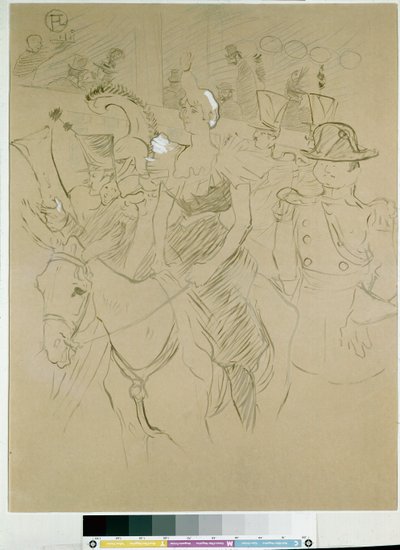Carnaval bij de Moulin Rouge: de entree van Cha-u-kao, ca. 1896 door Henri de Toulouse Lautrec