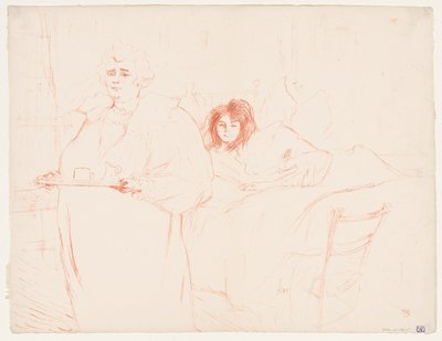 Elles: Vrouw met een dienblad, Mevr. Baron en Mej. Popo door Henri de Toulouse-Lautrec
