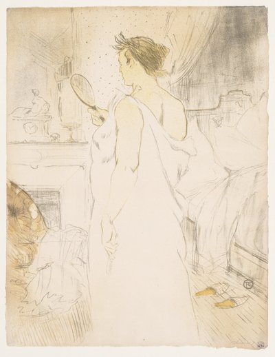 Elles: Vrouw met een handspiegel door Henri de Toulouse-Lautrec