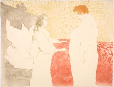 Vrouw in bed, profiel, bij het opstaan door Henri de Toulouse-Lautrec