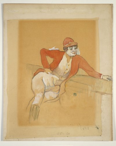 La Macarona in het Kostuum van een Jockey door Henri de Toulouse-Lautrec