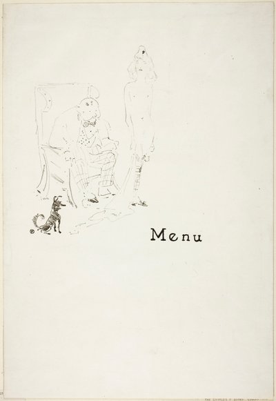 Het naakte meisje: Menu door Henri de Toulouse-Lautrec