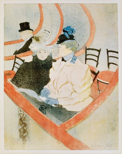 La grande loge, litho in potlood, in penseel, met crachis in vijf kleuren door Henri de Toulouse-Lautrec