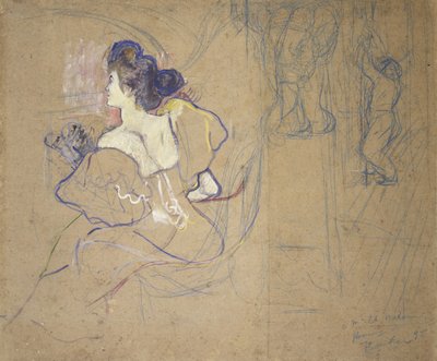 Madame Thadée Natanson (Misia Godebska, 1872-1950) in het theater door Henri de Toulouse-Lautrec