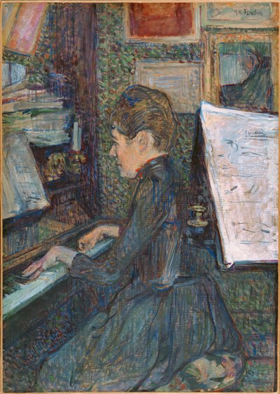 Miss Dihau aan de piano ... door Henri de Toulouse-Lautrec