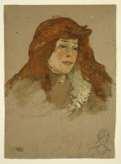 Mme Lili Grenier (recto); Landschap met kerk (verso) door Henri de Toulouse-Lautrec