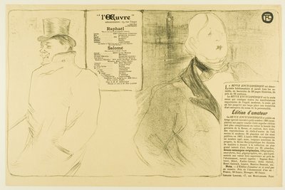 Oscar Wilde en Romain Coolus—Programma voor Raphaël en Salomé door Henri de Toulouse-Lautrec