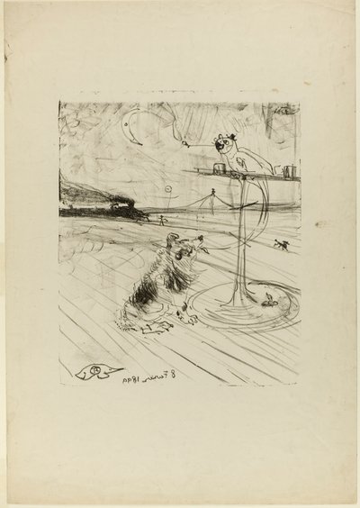 De hond en de papegaai door Henri de Toulouse-Lautrec