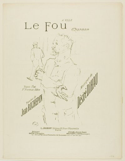 De Gek, uit Mélodies de Désiré Dihau door Henri de Toulouse-Lautrec