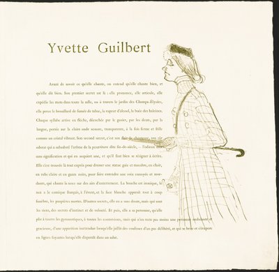 Yvette Guilbert door Henri de Toulouse-Lautrec
