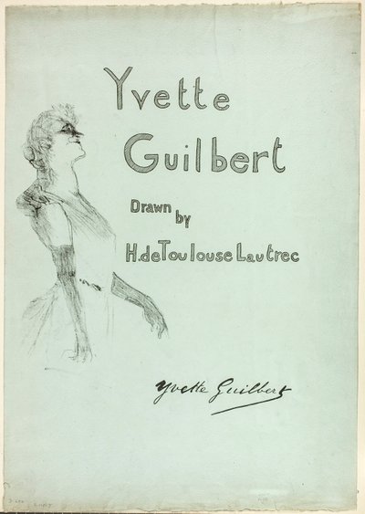 Yvette Guilbert op het podium, uit 