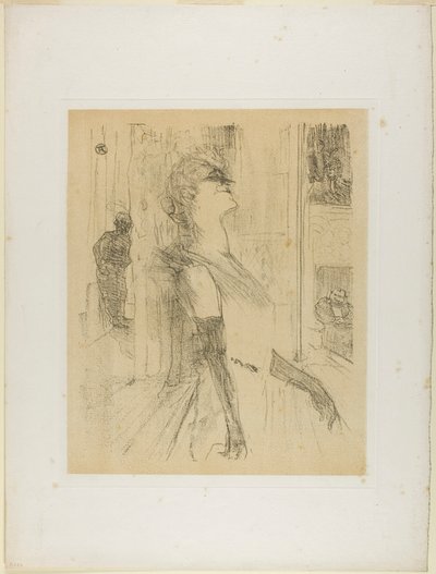 Yvette Guilbert op het podium, uit Yvette Guilbert door Henri de Toulouse-Lautrec