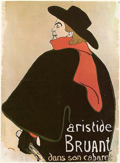 Aristide Bruant in zijn cabaret, Poster door Henri de Toulouse Lautrec