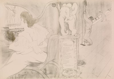 Bij het Gordijn, 1895 door Henri de Toulouse Lautrec