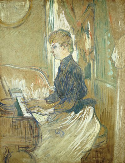 Aan de Piano, Madame Juliette Pascal in de Salon van het Chateau de Malrome, 1896 door Henri de Toulouse Lautrec