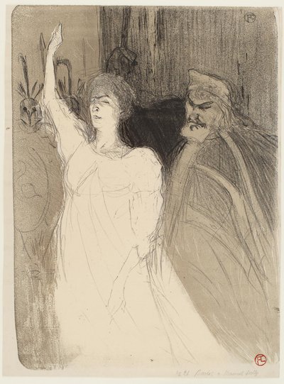 Bartet en Mounet-Sully, in Antigone door Henri de Toulouse Lautrec