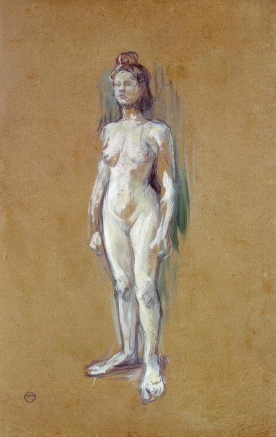 Naakte vrouw staand van voren door Henri de Toulouse Lautrec