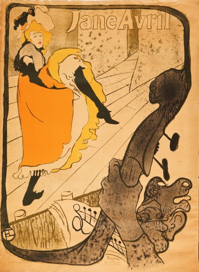 Jane Avril, 1893 door Henri de Toulouse Lautrec