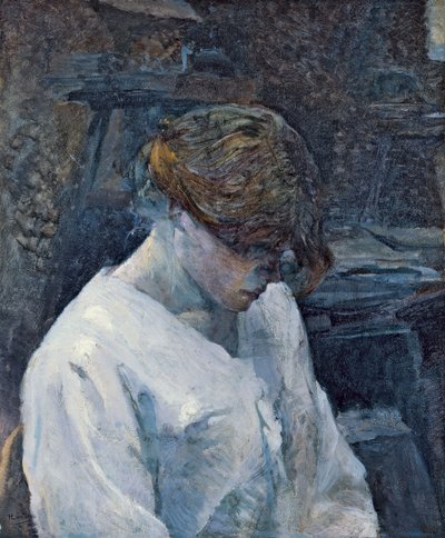 La Rousse in een witte blouse door Henri de Toulouse Lautrec
