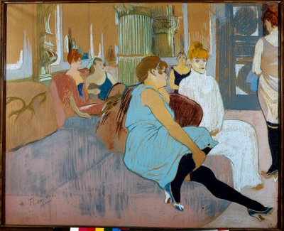 De salon van de Rue des Moulins (Parijs). Aquarel door Henri de Toulouse-Lautrec door Henri de Toulouse Lautrec
