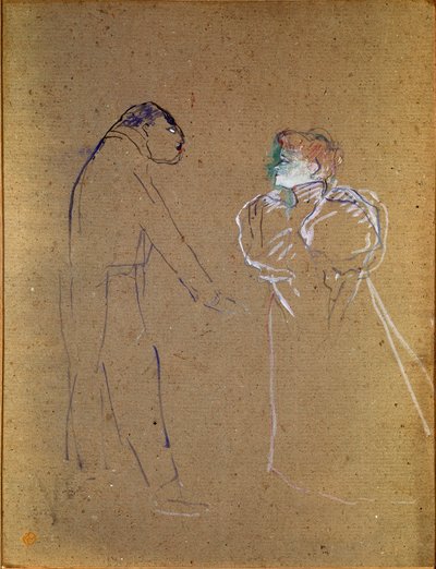 Lucien Germain Guitry (1860-1925) en Jeanne Granier. Tekening door Henri de Toulouse-Lautrec door Henri de Toulouse Lautrec