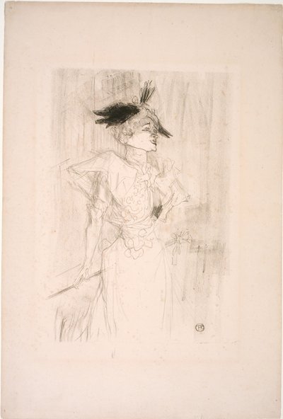 Juffrouw Marcelle Lender, staand door Henri de Toulouse Lautrec
