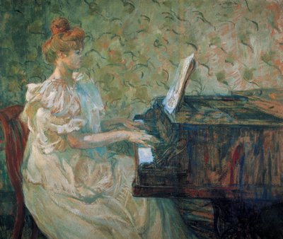 Misia aan de piano door Henri de Toulouse Lautrec