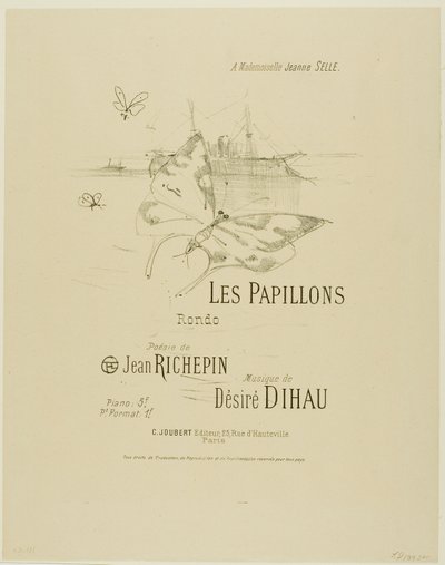 De Vlinders, uit Mélodies de Désiré Dihau door Henri de Toulouse Lautrec