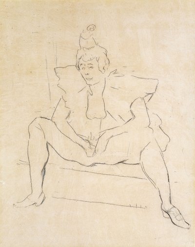 De zittende clown door Henri de Toulouse Lautrec