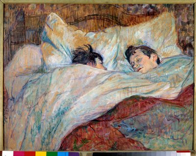 Het bed Twee slapende kinderen. Olie op karton door Henri de Toulouse Lautrec (1864-1901) 1892 Parijs, musee d