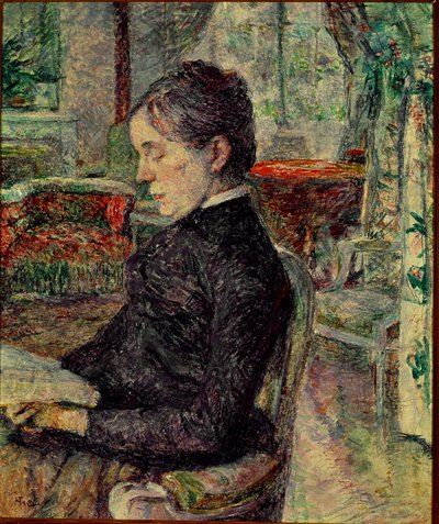 De moeder van de schilder in de Salon in Malrome. Schilderij door Henri de Toulouse-Lautrec door Henri de Toulouse Lautrec