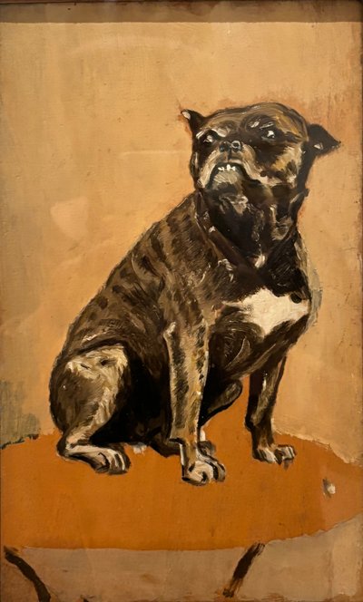 Touc, zittend op een tafel door Henri de Toulouse Lautrec